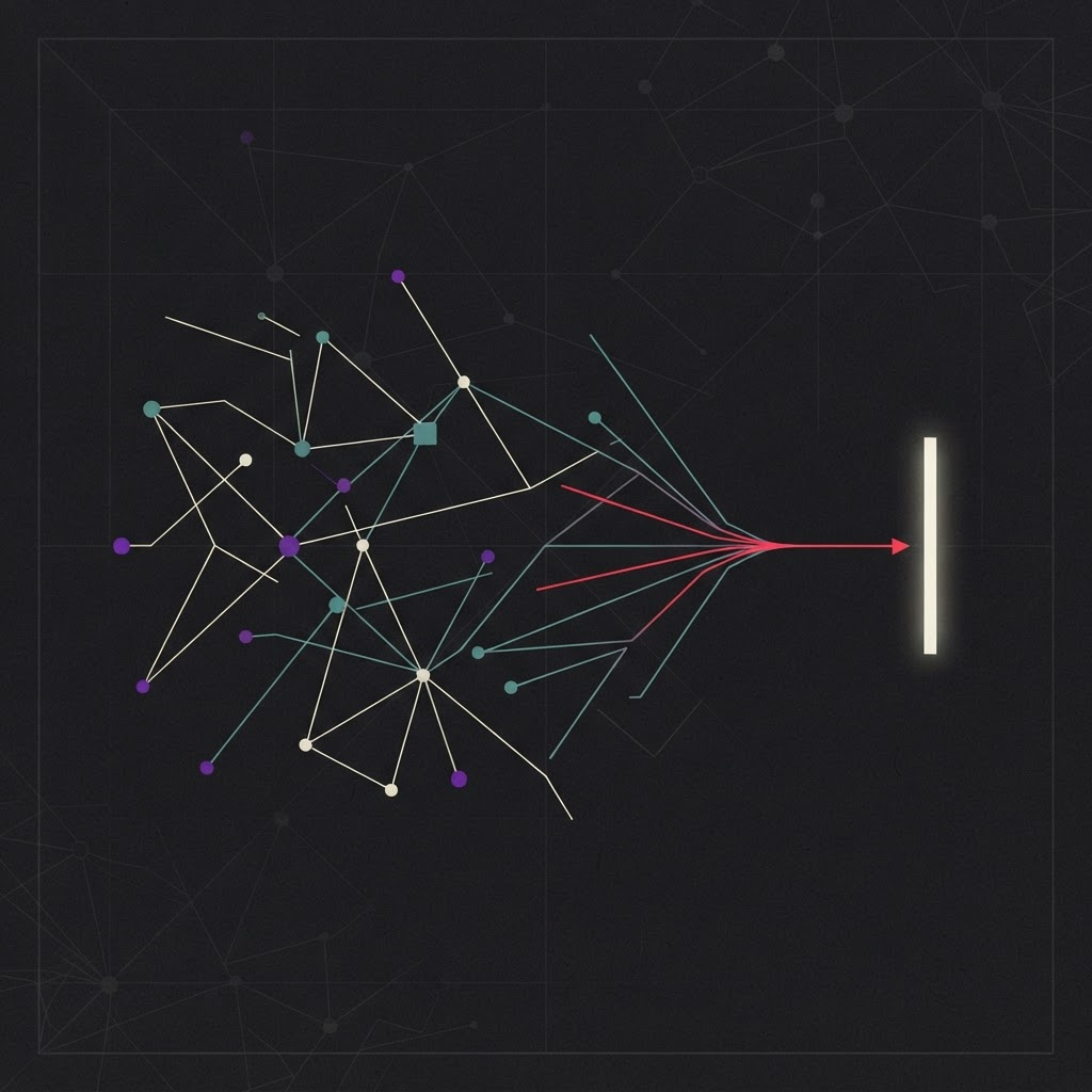 Governed AI network resolving into a clear signal